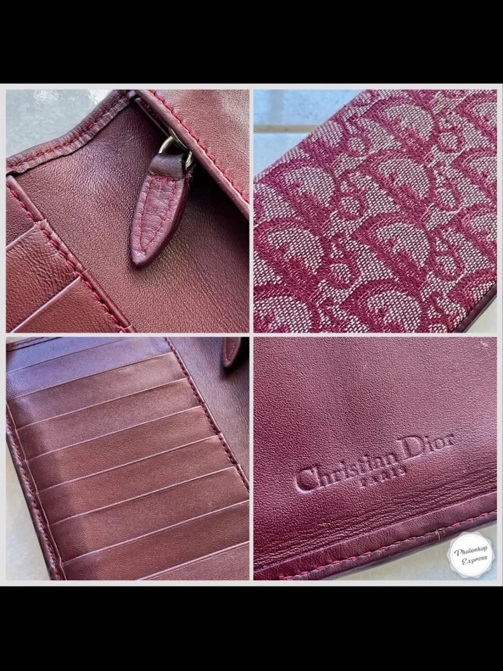 Dior Burgundy Signature Monogram Long Wallet